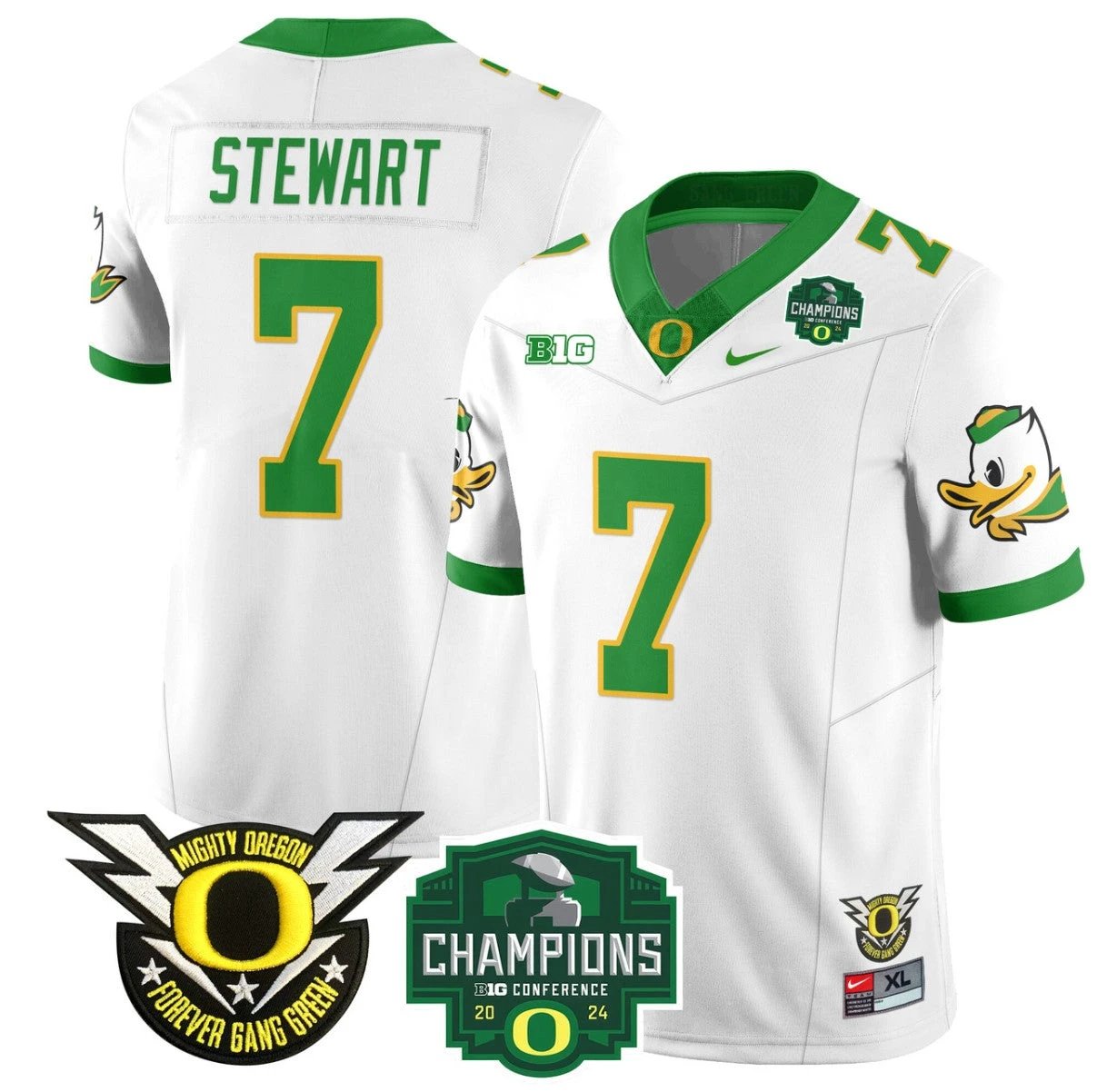 Evan Stewart Jersey #7 Oregon Ducks 2024 Big Ten Champions Football White by My Store