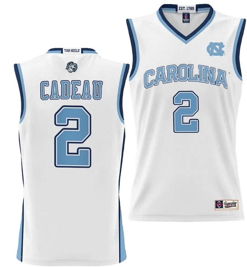 Elliot Cadeau Jersey #2 UNC Tar Heels NIL College Basketball Lightweight White by My store basketball