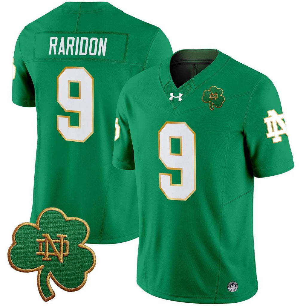 Eli Raridon Jersey #9 Notre Dame 2025 Vapor Limited V3 Stitched Green by My Store NCAA Football Jerseys