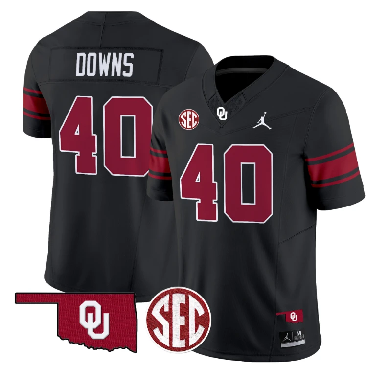 Ethan Downs Jersey #40 Oklahoma Sooners Football Throwback Vapor Limited Stitched Black by My Store