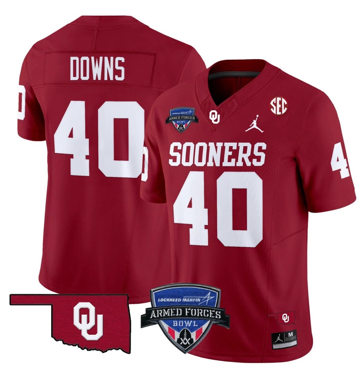 Ethan Downs Jersey #40 Oklahoma Sooners 2025 Armed Forces Bowl Patch Red by My Store