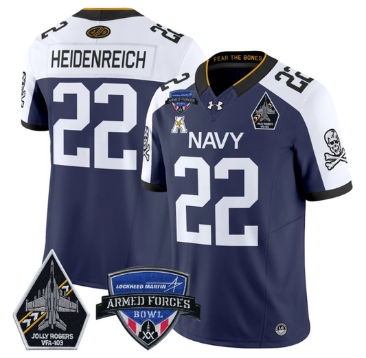 Eli Heidenreich Jersey #22 Navy Midshipmen 2025 Armed Forces Bowl Navy Alternate by My Store