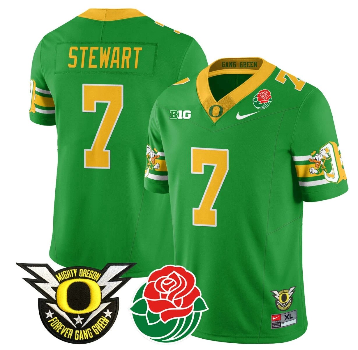 Evan Stewart Jersey #7 Oregon Ducks 2024 Rose Bowl Patch Football Green by My Store