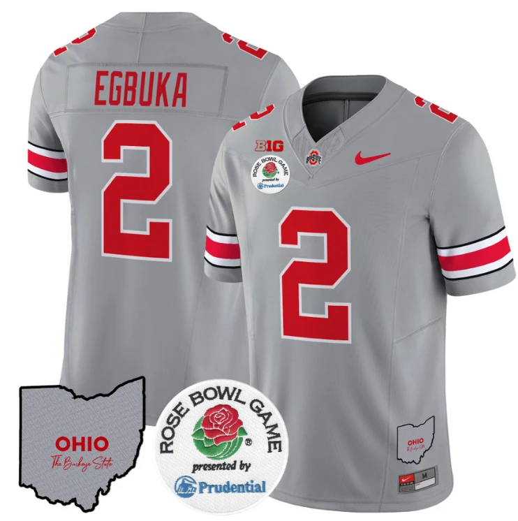 Emeka Egbuka Jersey #2 Ohio State Buckeyes Rose Bowl Vapor Limited V2 Gray by NCAA Football Jersey