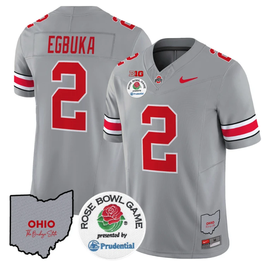 Emeka Egbuka Jersey #2 Ohio State Buckeyes Rose Bowl Vapor Limited V2 Gray by NCAA Football Jersey