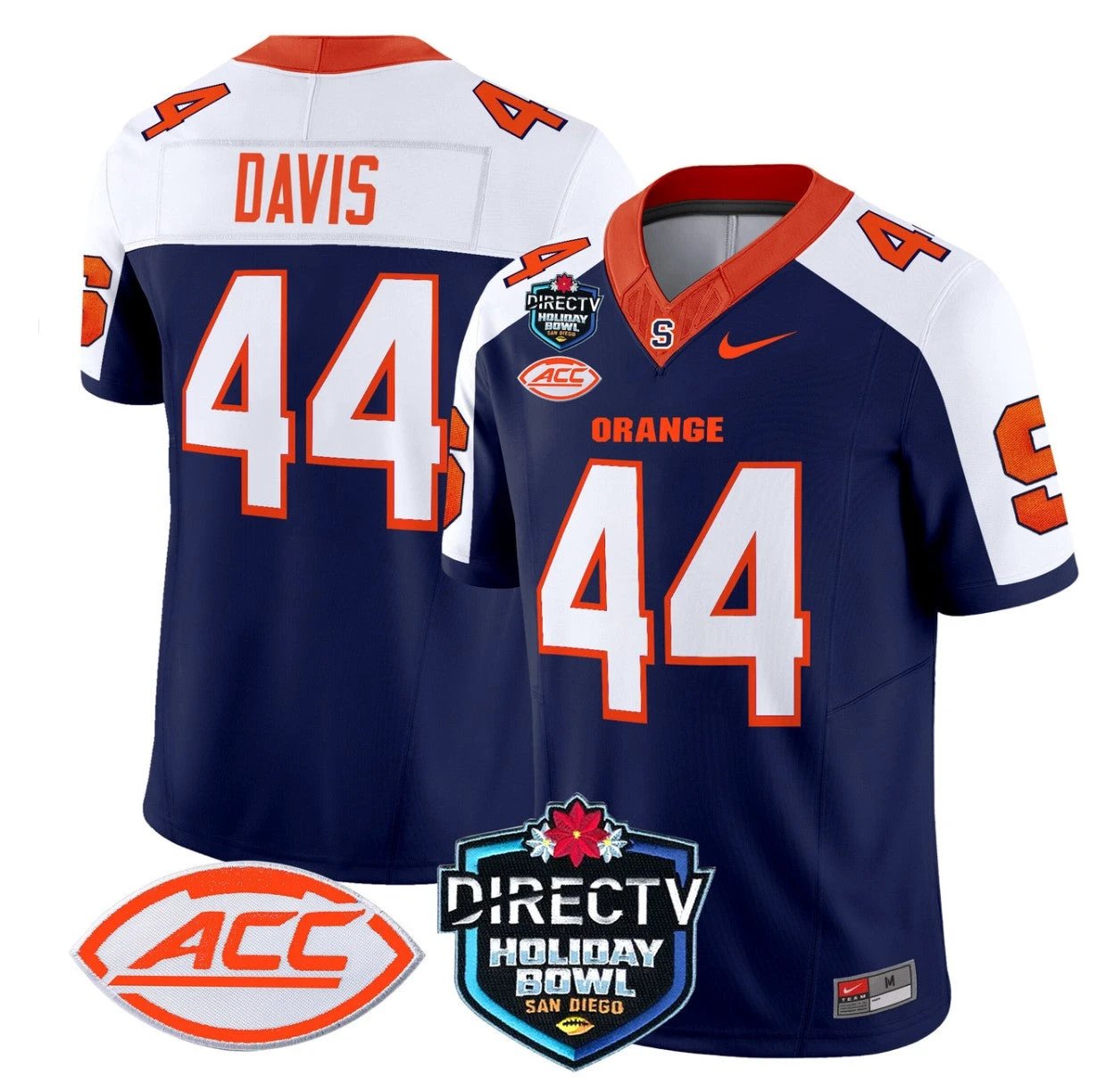 Ernie Davis Jersey #44 Syracuse Orange 2025 Holiday Bowl Patch Navy Alternate by My Store