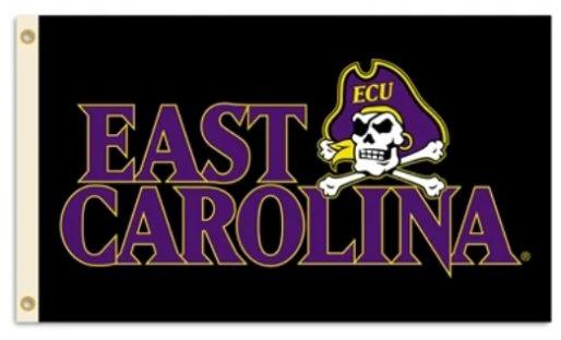 East Carolina Pirates Black Flag 3X5ft Banner USA Polyester with 2 Brass Grommets by flagsjustdoit