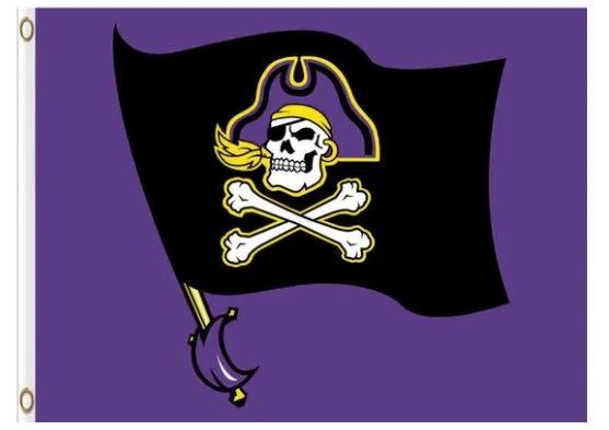 East Carolina Pirates Club USA Flag 3X5ft Banner USA Polyester with 2 Brass Grommets by flagsjustdoit