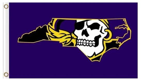 East Carolina Pirates Flag 3X5ft Banner USA Polyester with 2 Brass Grommets by flagsjustdoit