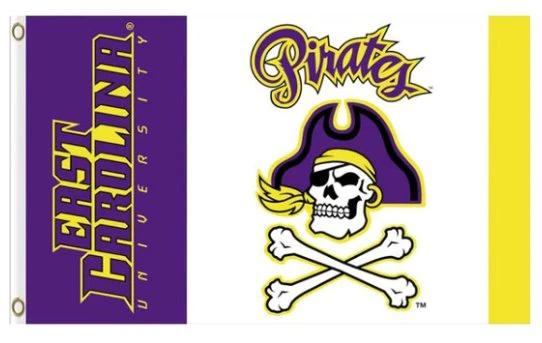 East Carolina Pirates Purple Flag 3X5ft Banner USA Polyester with 2 Brass Grommets by flagsjustdoit
