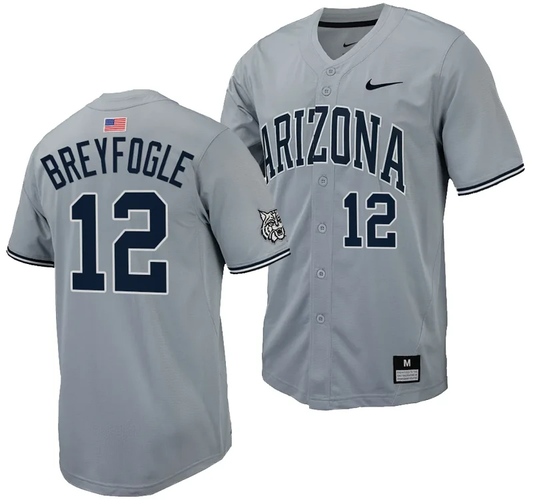 Easton Breyfogle Jersey #12 Arizona Wildcats Replica Baseball Full-Button Gray by My Store