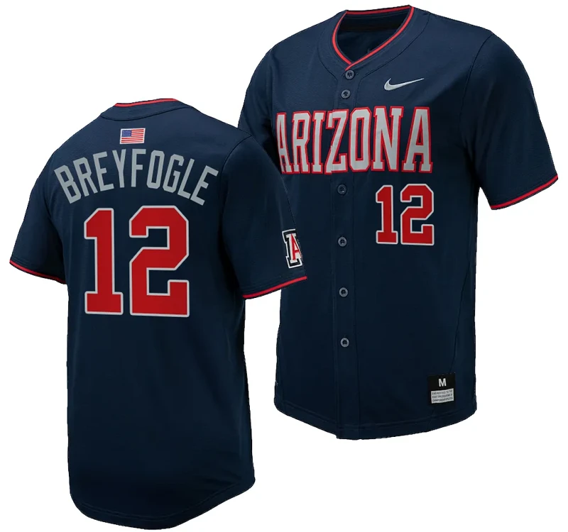 Easton Breyfogle Jersey #12 Arizona Wildcats Replica Baseball Full-Button Navy by My Store