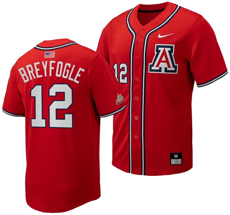 Easton Breyfogle Jersey #12 Arizona Wildcats Replica Baseball Full-Button Red by My Store
