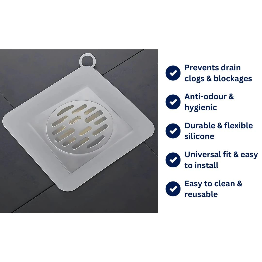 EcoFlow Shower Drain Silicone Cover | Anti Odour Mat - Catches Hair and Debris - Prevents Clogs in the Shower Bowlift by Bowlift