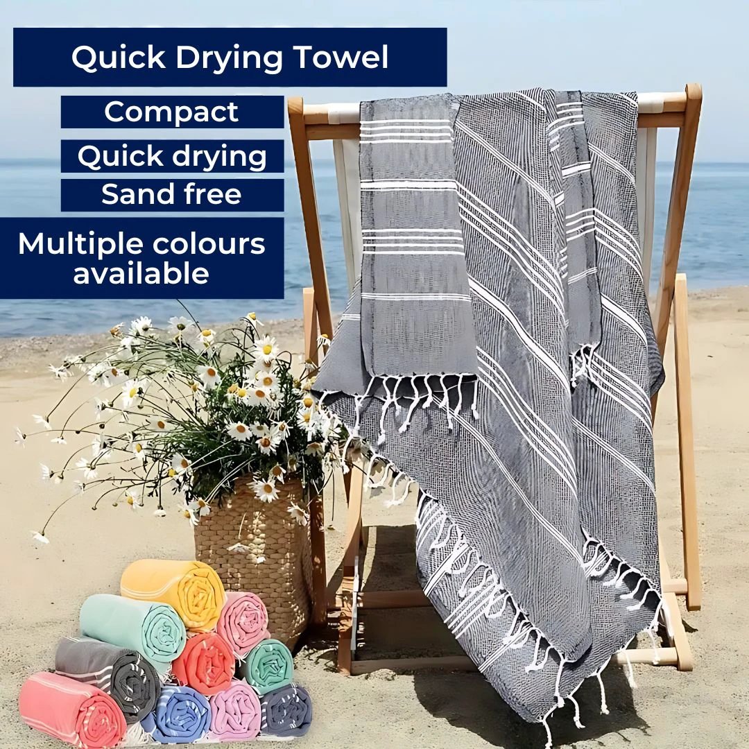EcoWave Quick Drying Towel - Lightweight Beach Towel - Multi-Purpose - Beach - Spa - Travel - Home - Eco-Friendly - Cotton Towel Bowlift by Bowlift