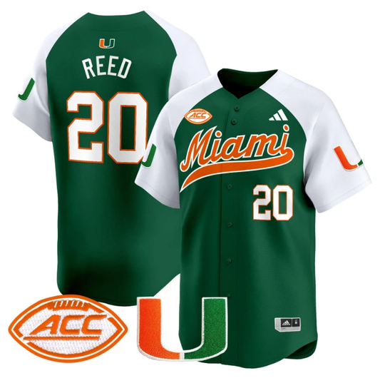 Ed Reed Jersey #20 Miami Hurricanes 2024 Baseball Stitched Green Alternate by My Store