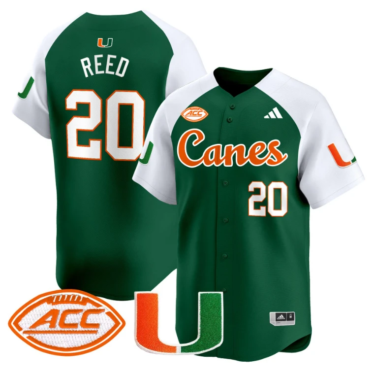 Ed Reed Jersey #20 Miami Hurricanes 2024 Baseball V2 Stitched Green Alternate by My Store