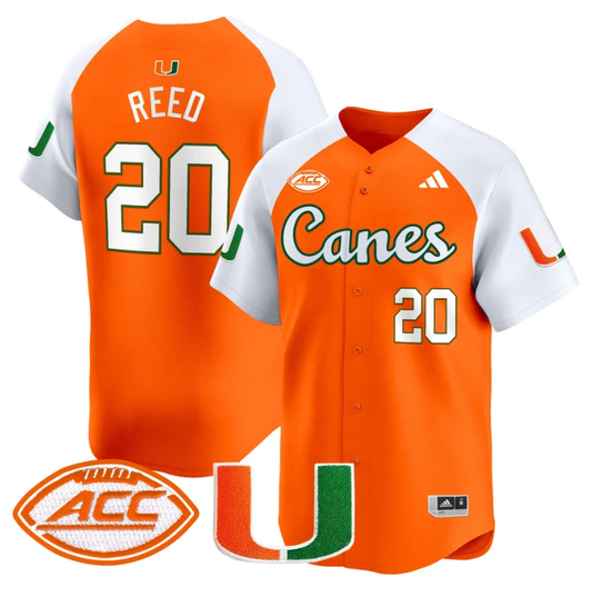 Ed Reed Jersey #20 Miami Hurricanes 2024 Baseball V2 Stitched Orange Alternate by My Store