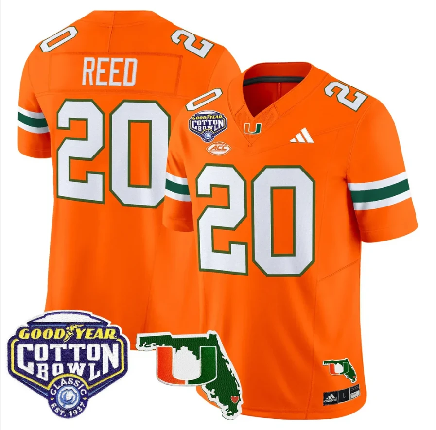 Ed Reed Jersey #20 Miami Hurricanes 2025 Cotton Bowl Florida Stitched Orange by NCAA Football Jersey