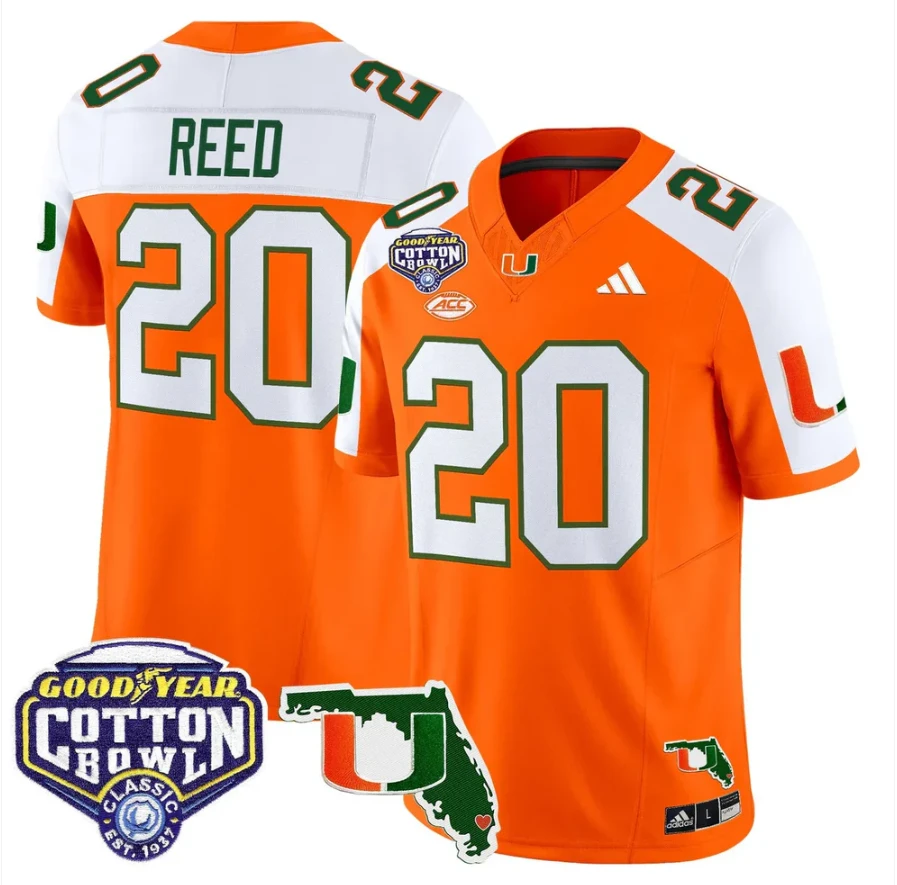 Ed Reed Jersey #20 Miami Hurricanes 2025 Cotton Bowl Florida Stitched Orange Alternate by NCAA Football Jersey