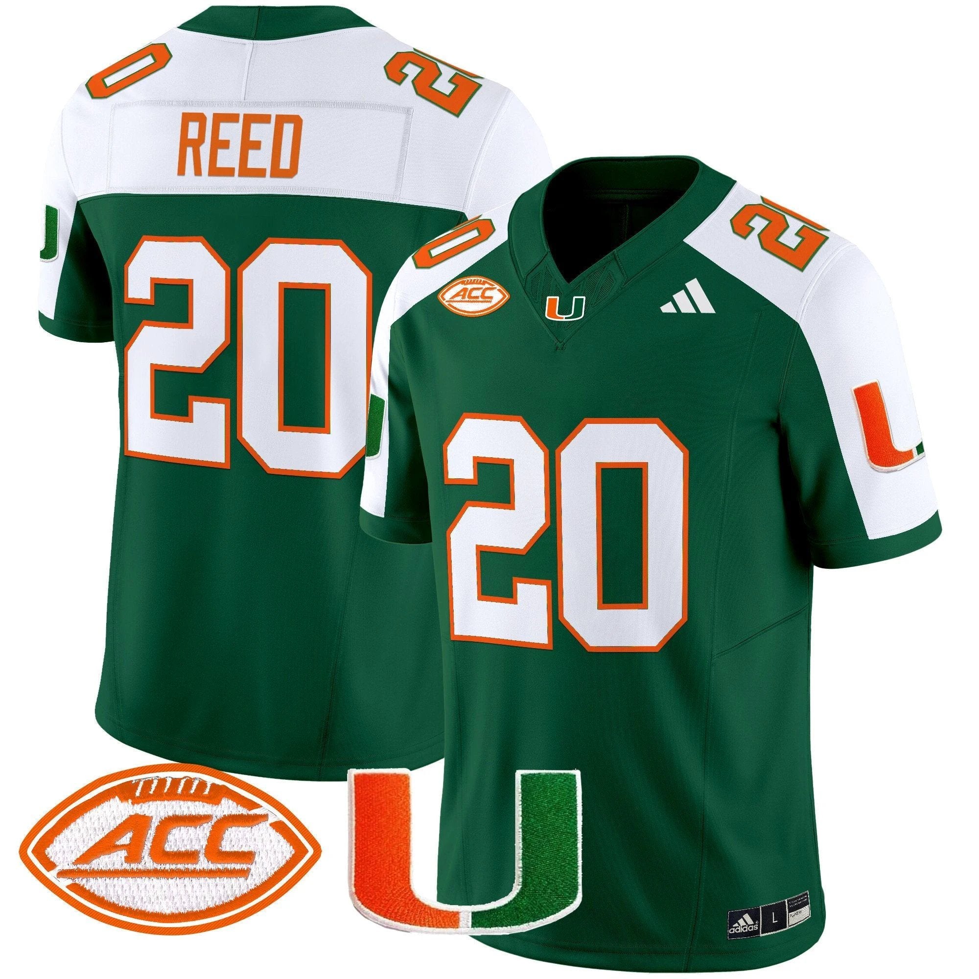 Ed Reed Jersey #20 Miami Hurricanes 2025 Vapor Limited Stitched Green Alternate by My Store