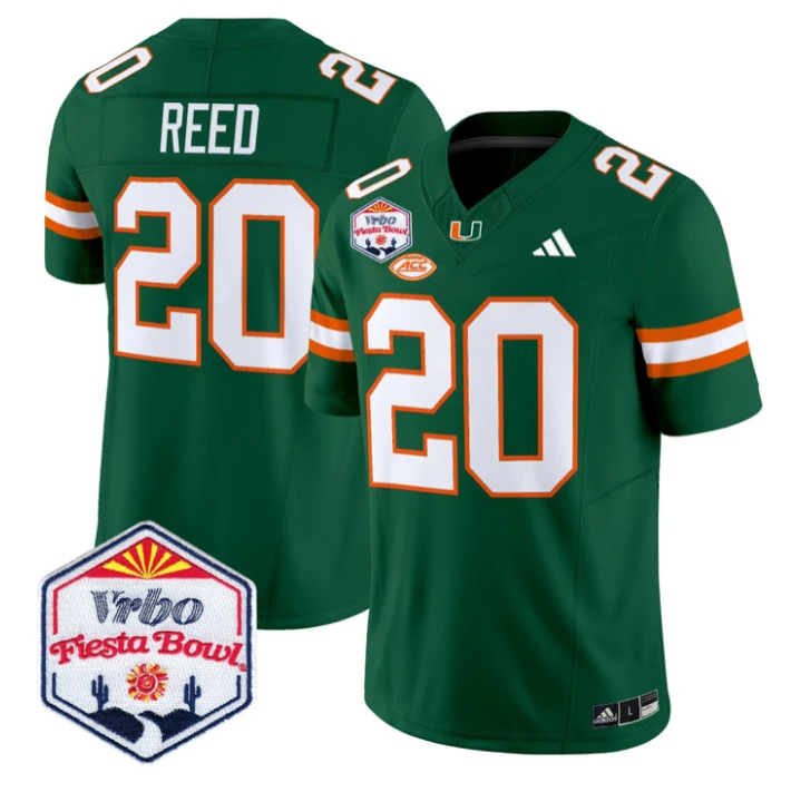 Ed Reed Jersey #20 Miami Hurricanes 2026 Fiesta Bow Patch Stitched Green by NCAA Football Jersey