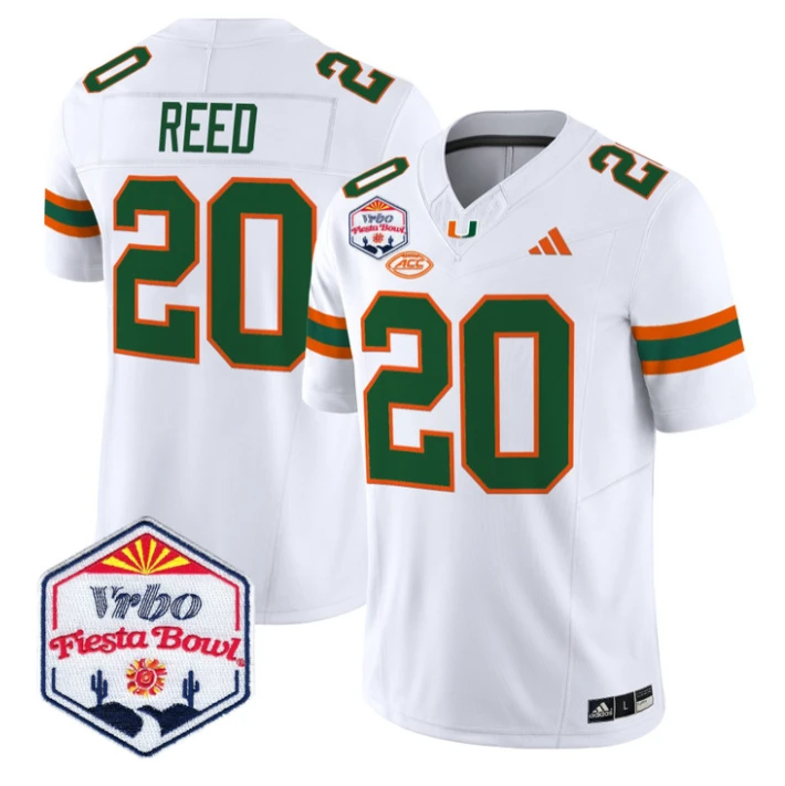 Ed Reed Jersey #20 Miami Hurricanes 2026 Fiesta Bow Patch Stitched White by NCAA Football Jersey