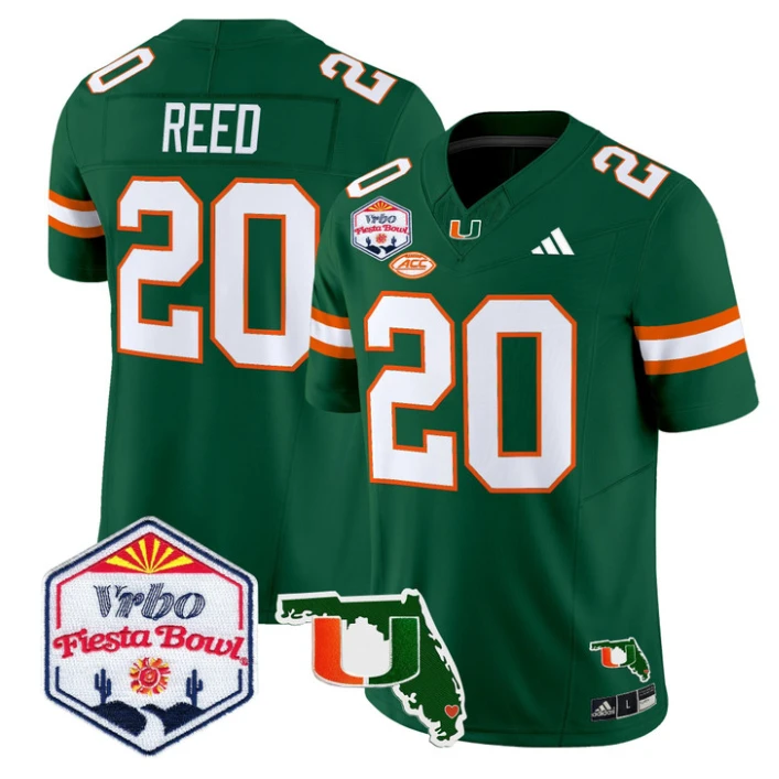Ed Reed Jersey #20 Miami Hurricanes 2026 Fiesta Bowl Florida Stitched Green by My Store NCAA Football Jerseys