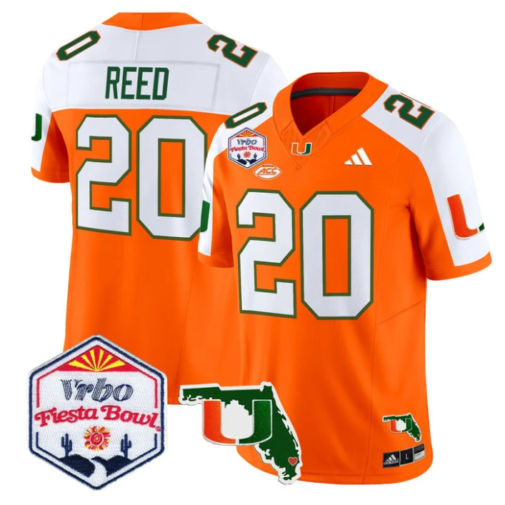 Ed Reed Jersey #20 Miami Hurricanes 2026 Fiesta Bowl Florida Stitched Orange Alternate by My Store NCAA Football Jerseys