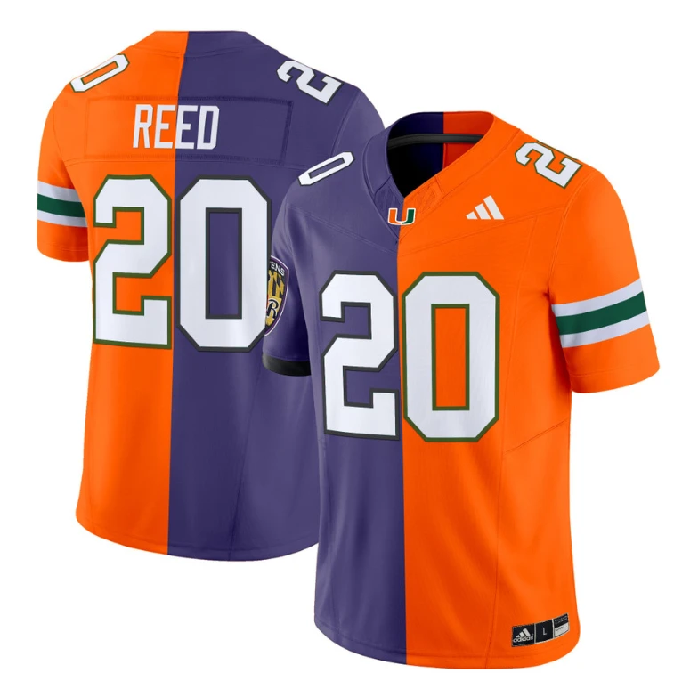 Ed Reed Jersey #20 Miami Hurricanes Split Vapor Limited V2 Football Stitched by NCAA Football Jersey