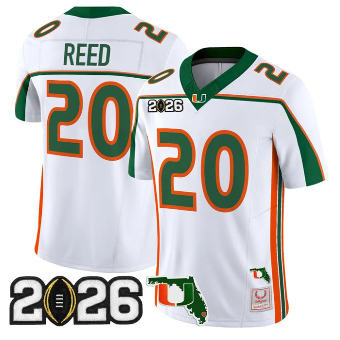 Ed Reed Jersey #20 Miami Hurricanes Throwback 2026 CFP Final Florida Stitched by My Store NCAA Football Jerseys