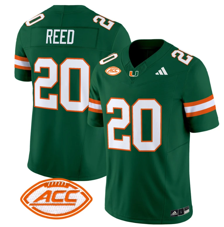 Ed Reed Jersey #20 Miami Hurricanes Vapor Football Stitched Green by My Store