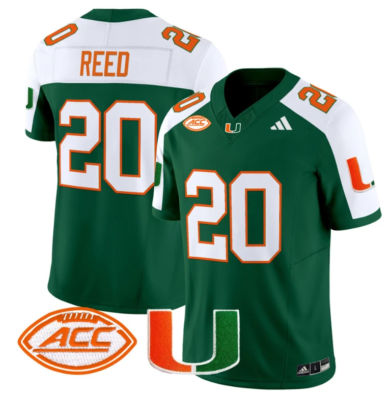Ed Reed Jersey #20 Miami Hurricanes Vapor Football Stitched Green Alternate by My Store