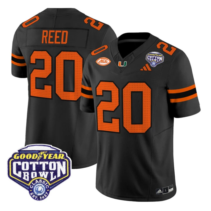 Ed Reed Jersey #20 Miami Hurricanes 2025 Cotton Bowl Patch Stitched by My Store NCAA Football Jerseys