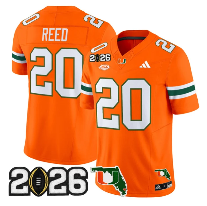 Ed Reed Jersey #20 Miami Hurricanes 2026 CFP Final Florida Stitched by My Store NCAA Football Jerseys