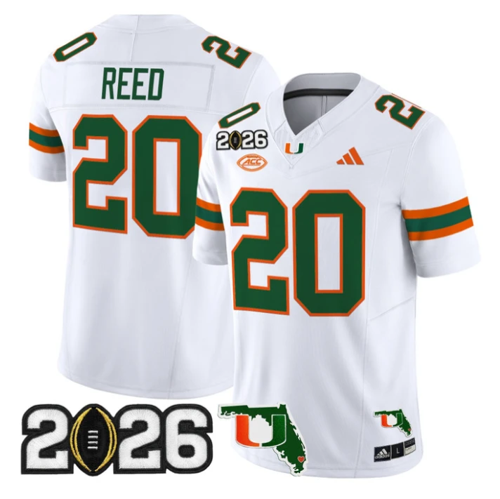 Ed Reed Jersey #20 Miami Hurricanes 2026 CFP Final Florida Stitched by My Store NCAA Football Jerseys