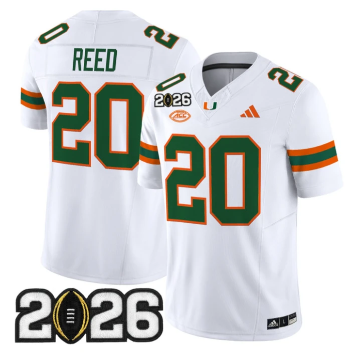 Ed Reed Jersey #20 Miami Hurricanes 2026 CFP Final Patch Stitched Black by My Store NCAA Football Jerseys