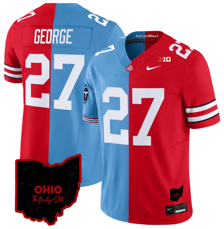 Eddie George Jersey #27 Ohio State Buckeyes Split Vapor Football Stitched by NCAA Football Jersey