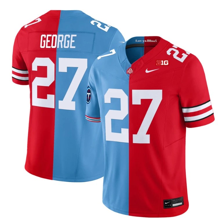 Eddie George Jersey #27 Ohio State Buckeyes Split Vapor V2 Football Stitched by NCAA Football Jersey
