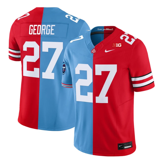 Eddie George Jersey #27 Ohio State Buckeyes Split Vapor V2 Football Stitched by NCAA Football Jersey