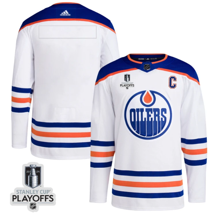Edmonton Oilers 2024 NHL Playoffs Patch Away Jersey - Men, White by Hockey David