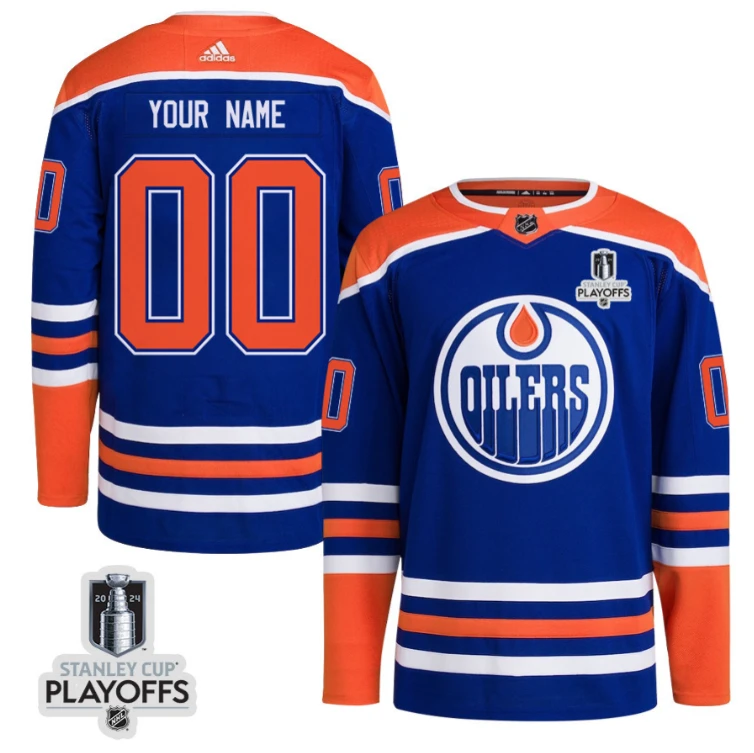 Edmonton Oilers 2024 NHL Playoffs Patch Home Jersey Customized - Men by Hockey David