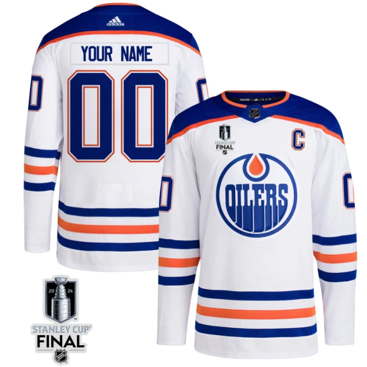 Edmonton Oilers 2024 STANLEY CUP Final Away Jersey Customized - Men, White by Hockey David