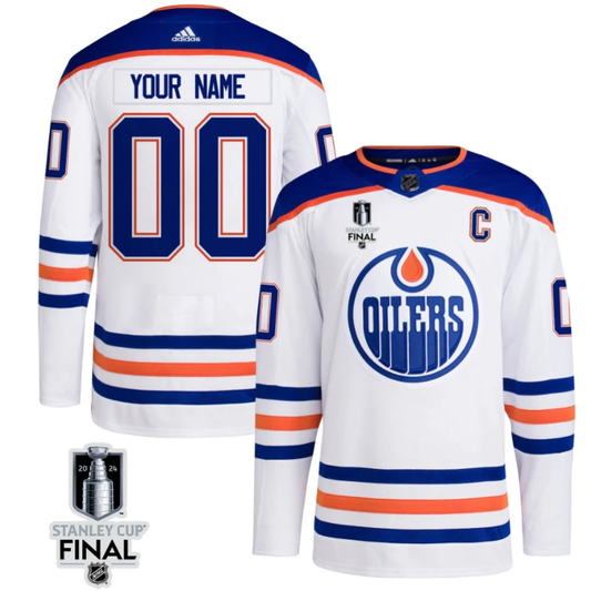 Edmonton Oilers 2024 STANLEY CUP Final Away Jersey Customized - Men, White by Hockey David