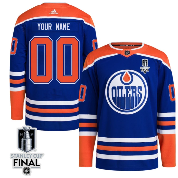 Edmonton Oilers 2024 STANLEY CUP Final Home Primegreen Jersey Customized Men, Royal by Hockey David