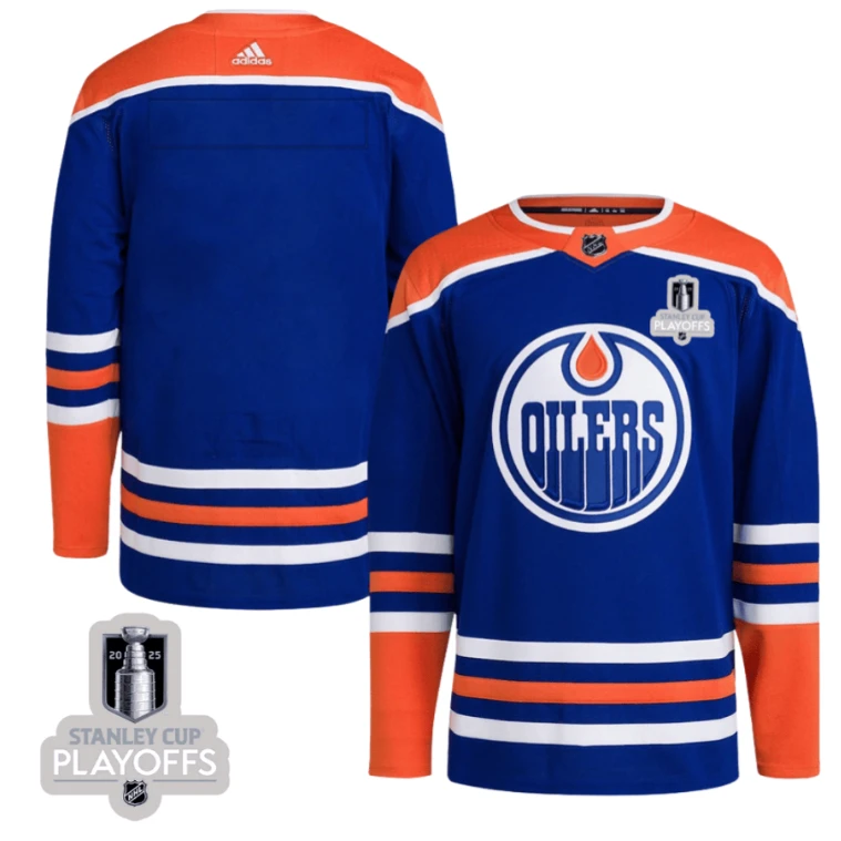 Edmonton Oilers 2025 NHL Playoffs Patch Home Men Jersey - Blue by Hockey David