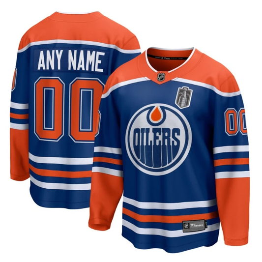 Edmonton Oilers 2025 Stanley Cup Final Home Breakaway Custom Men Jersey Royal by Hockey David