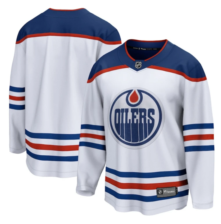 Edmonton Oilers Away Breakaway Jersey Men, White by Hockey David