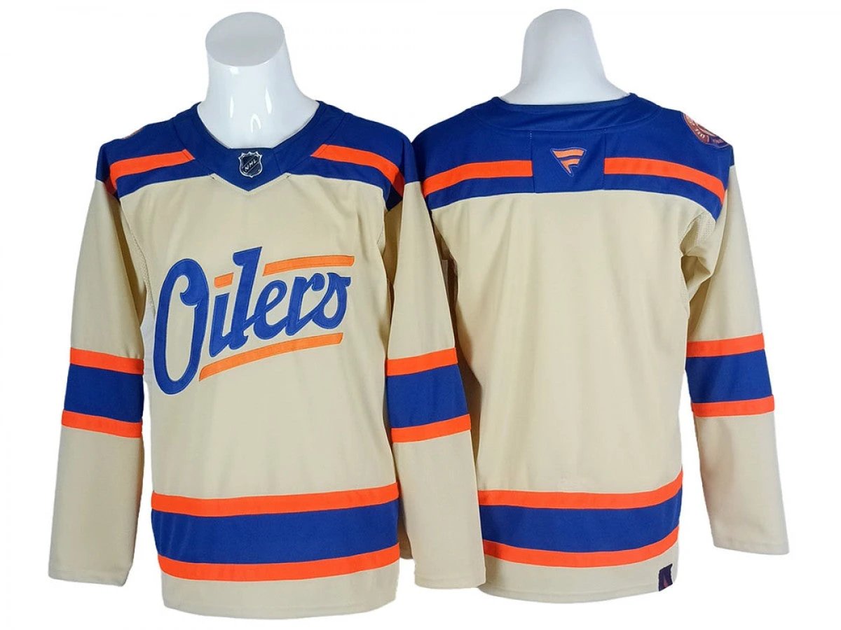Edmonton Oilers Blank Light Beige Alternate Jersey by Hockey David