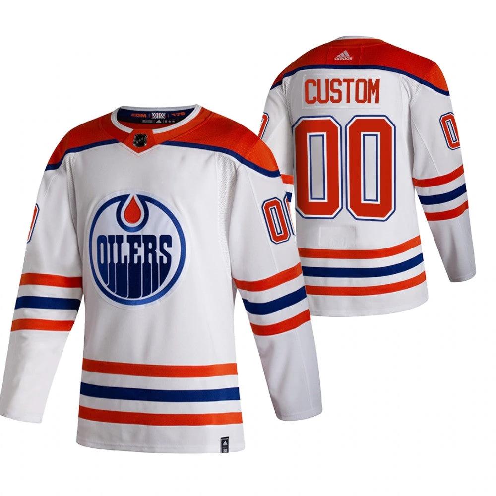 Edmonton Oilers Custom White 2020-21 Reverse Retro Alternate NHL Jersey by Hockey David